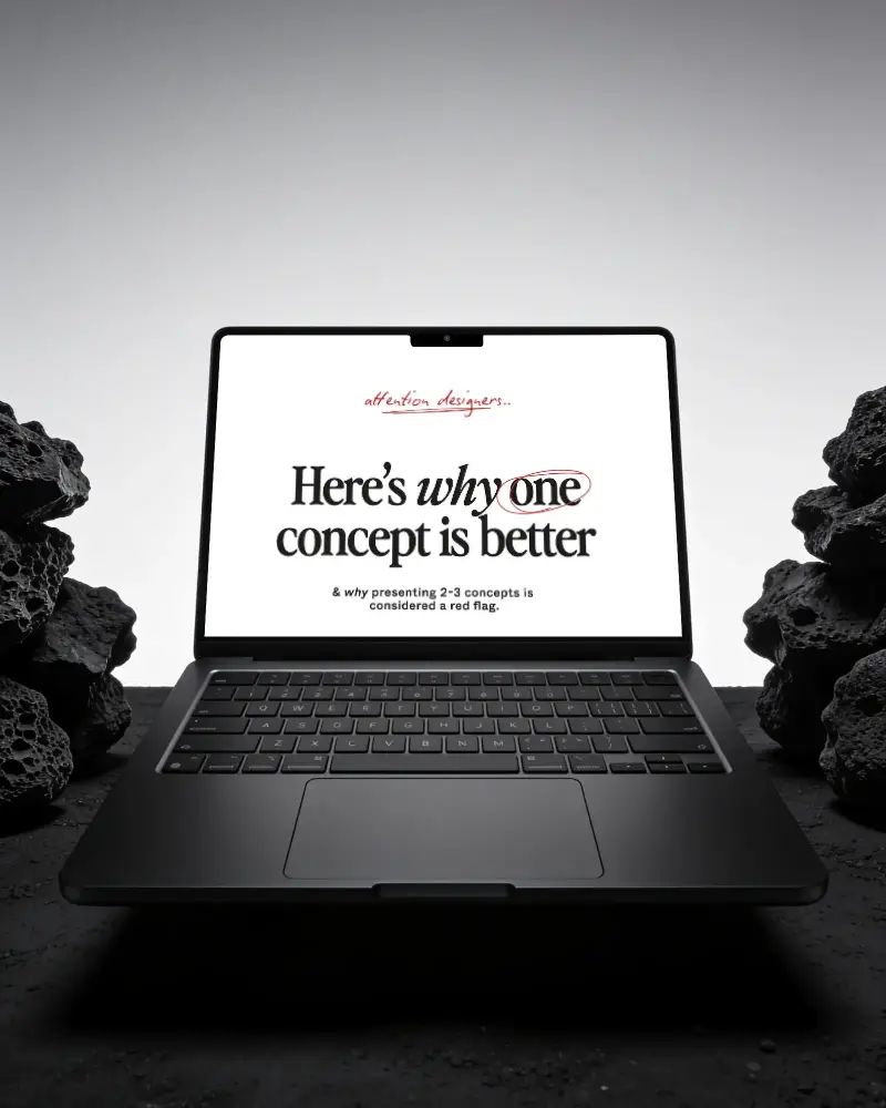 Sleek Modern Macbook Pro M5 Mockup With Floating Effect And Minimalistic Rock Background Setup