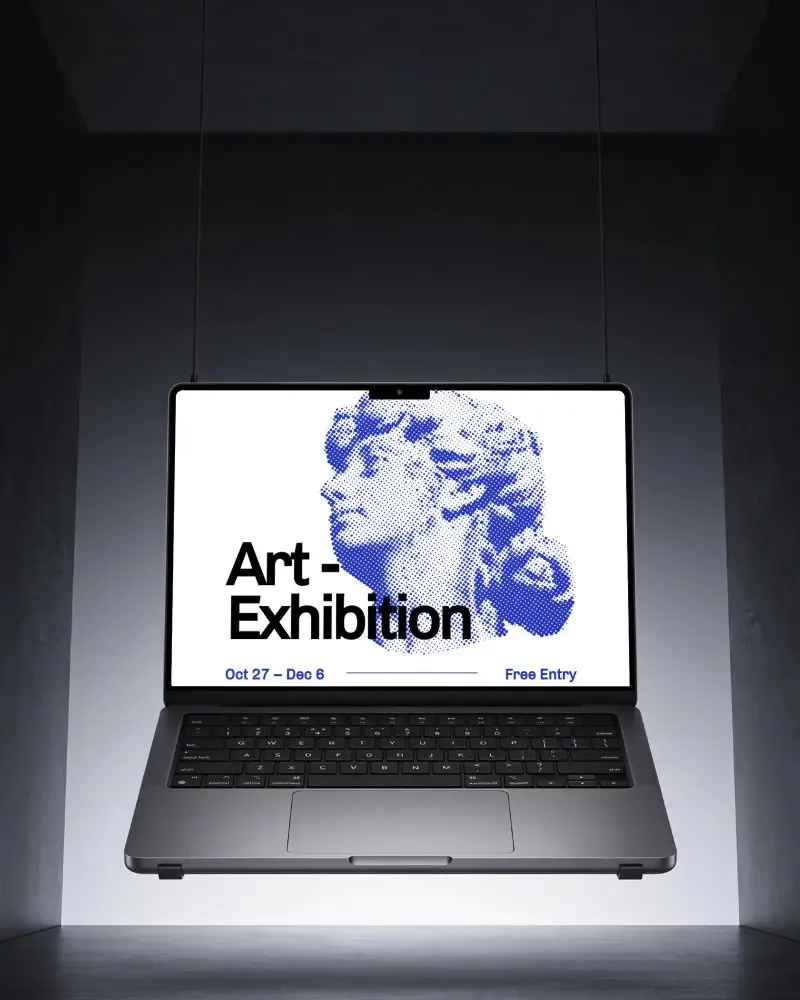Professional Macbook Air M2 Mockup Floating Centered On Gradient Background Ideal For Presentation