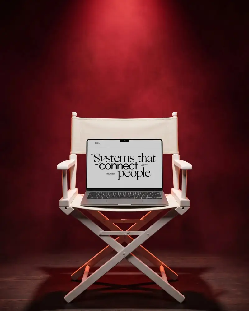 Modern Macbook Pro M3 Mockup On Directors Chair For Creative Portfolio Presentation Design