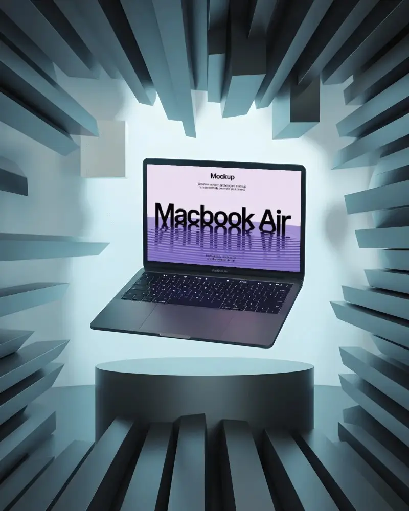 floating-m1-air-macbook-mockup-in-abstract-architectural-light-room-setup