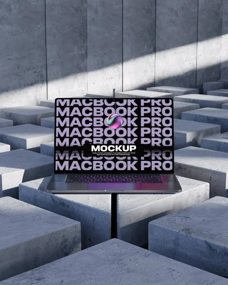 elevated-macbook-m2-pro-mockup-in-concrete-maze-with-modern-brutalist-light-composition