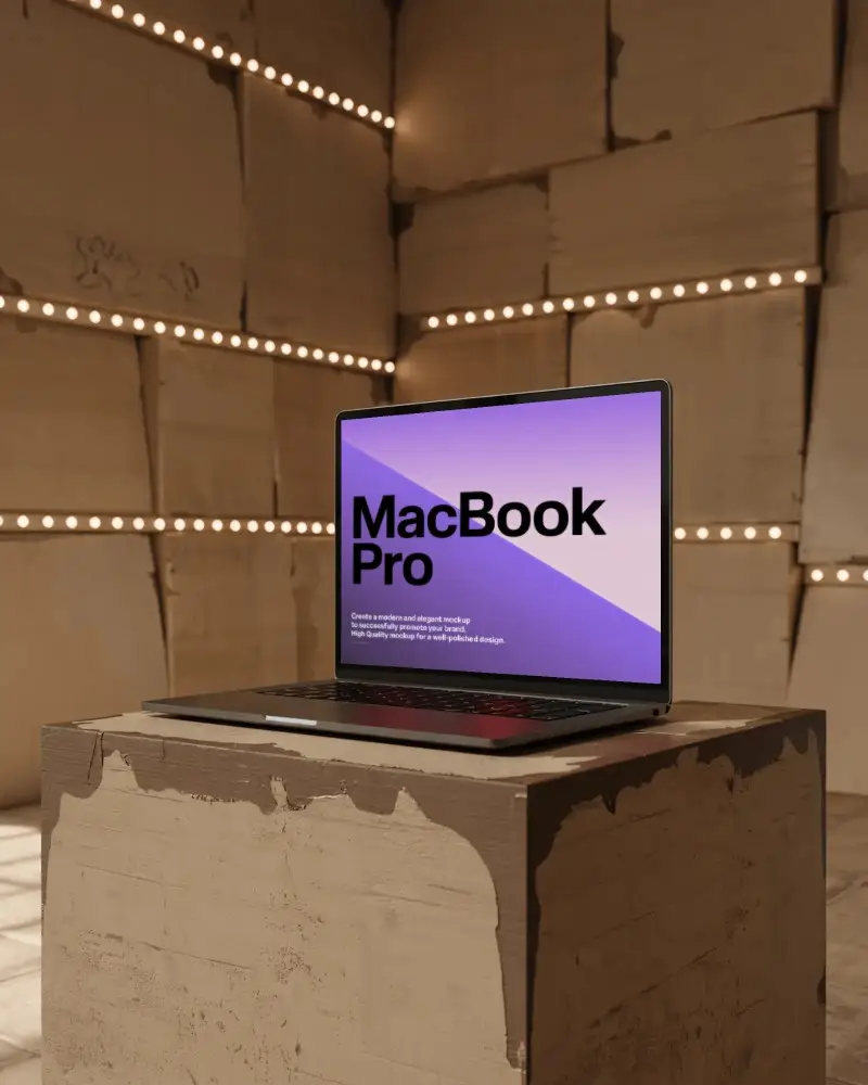 aesthetic-studio-macbook-m1-pro-mockup-inside-lit-setup-on-patchy-brown-surface-block
