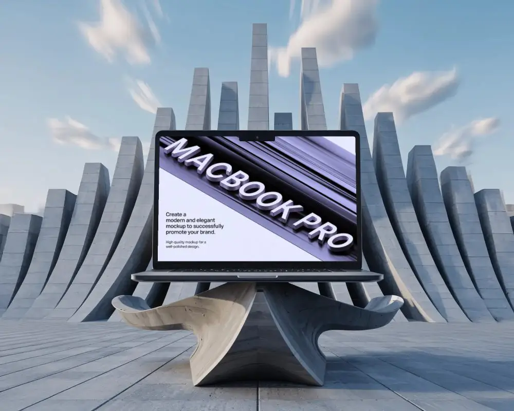 macbook-pro-m2-mockup-on-sculpted-base-with-monumental-concrete-structure-and-dynamic-clouds