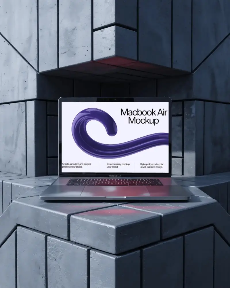 Bold Concrete Architecture M1 Air Mockup With Contrasted Lighting And Strong Lines