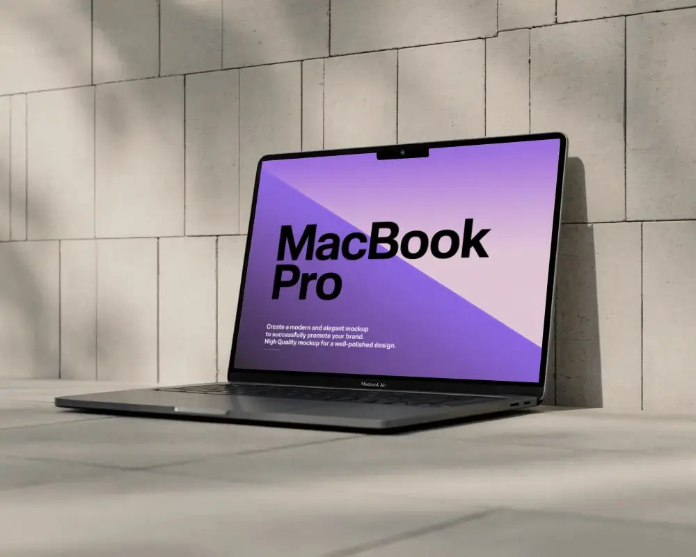 Sleek Modern Macbook Air M2 Mockup With Minimalist Urban Background For Creative Project Display