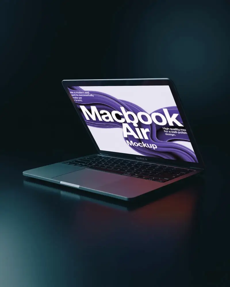 Midnight Horizon Glow Macbook M1 Air Mockup With Soft Edge Lighting And Shadow Depth