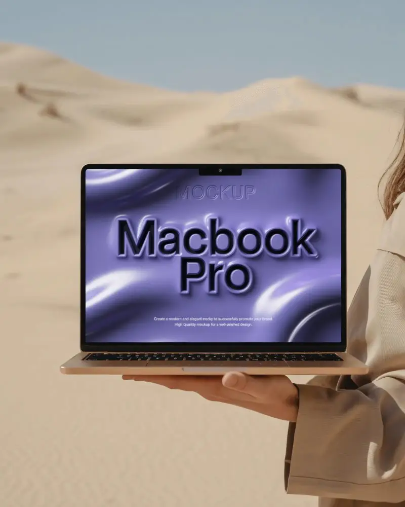 Warm Sandscape Environment M5 Pro Mockup With Natural Horizon Earthy Setting