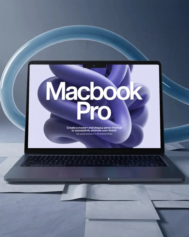 Translucent Loop Sculpture M4 Pro Mockup On Minimal Paper Texture In Studio Lighting