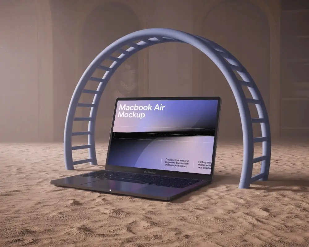 Arched Ladder Structure M1 Air Mockup In Sandy Environment Under Soft Haze