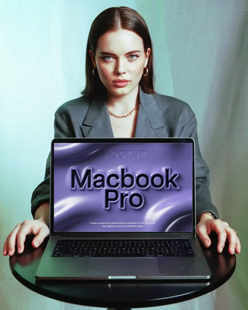 Macbook Pro M1 Mockup Digital Product Showcase Front View Clean Background