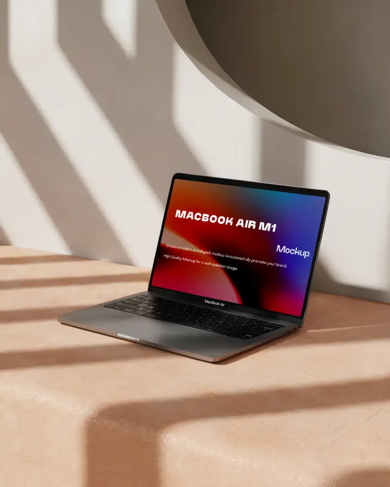 Macbook Air M1 Sunlit Sandstone Surface Modern Shadows Rounded Wall Cutout