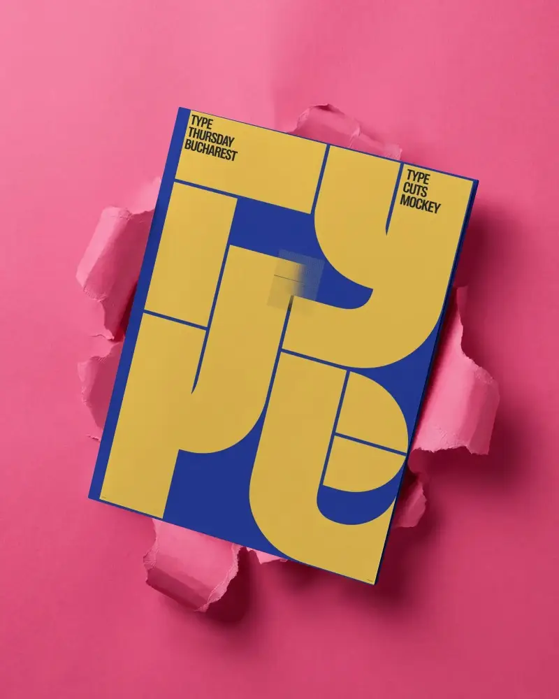 Torn Paper Magazine Mockup On Bold Textured Background With Creative Rip Effect