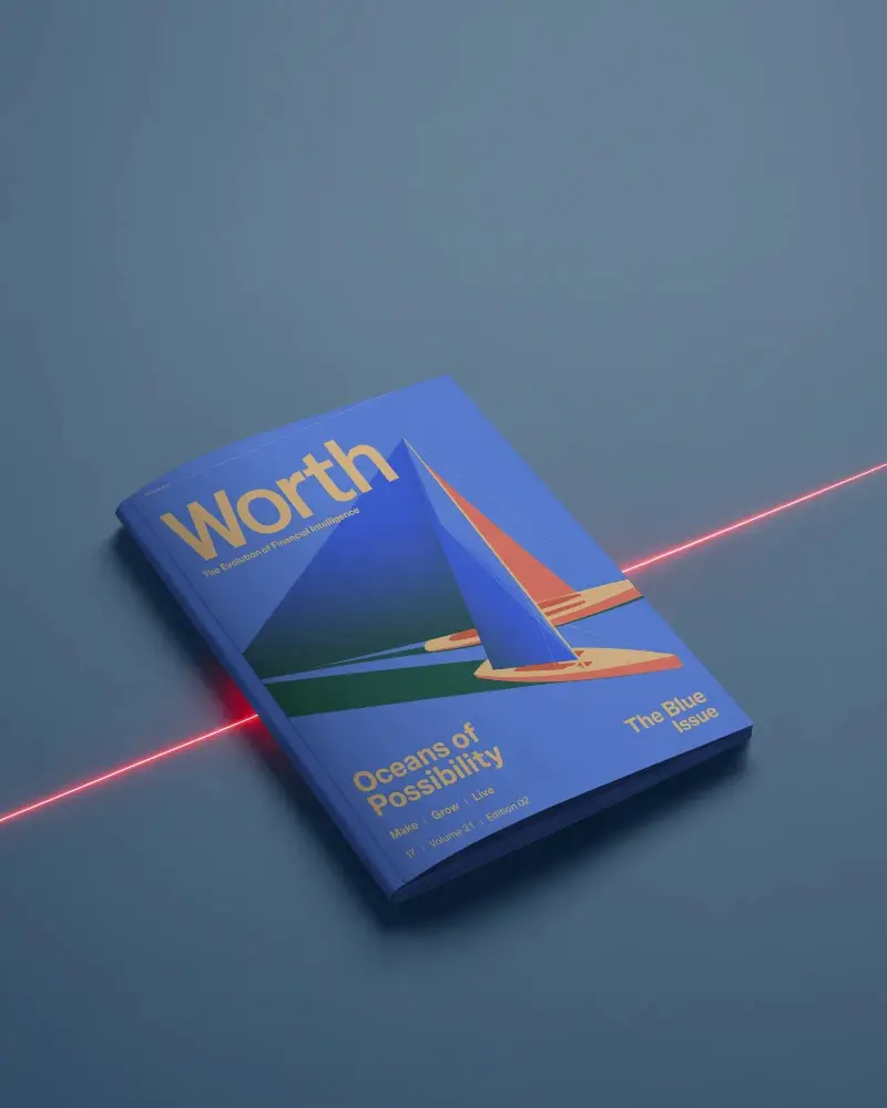 Modern Magazine Mockup With Glowing Laser Line Effect On Clean Background
