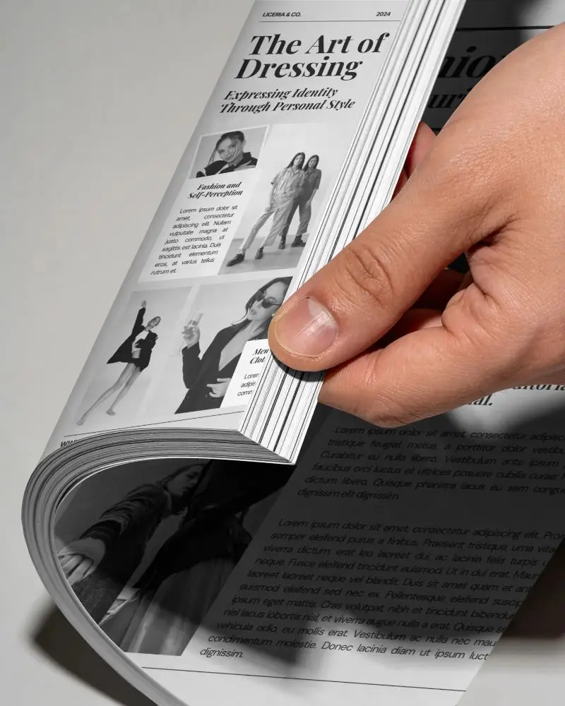 Hand Flipping Through Thick Magazine Mockup Pages With High Quality Printing And Sharp Corners