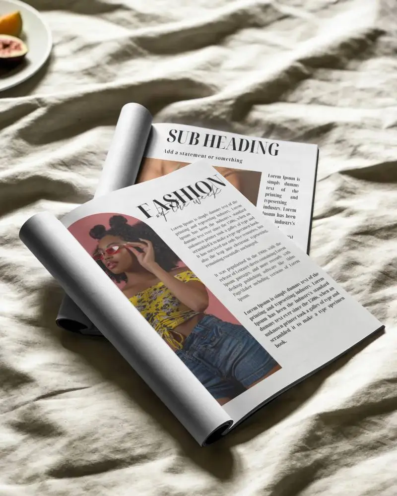 Blank Magazine Mockup On Soft Texture Background For Creativity Showcase