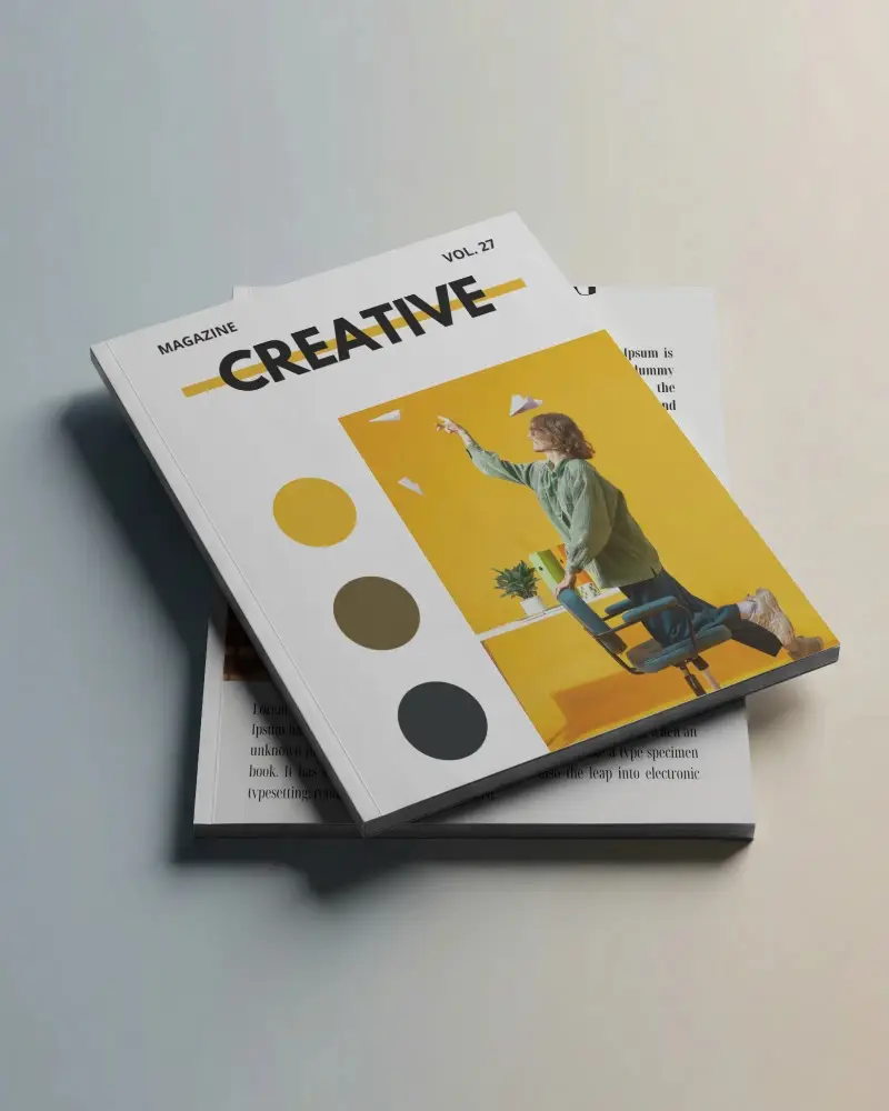 Blank Magazine Mockup With Hardcover Lying On Soft Textured Surface For Design