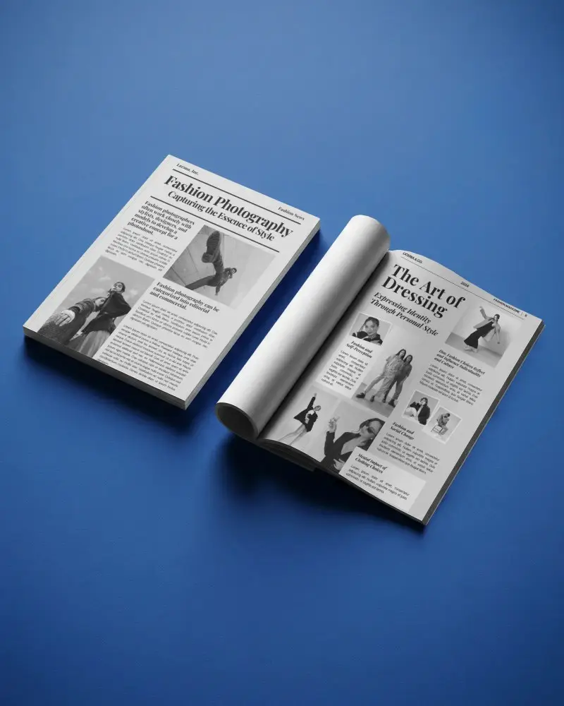 Blank Magazine Mockup With One Open And One Closed Magazine On Flat Surface
