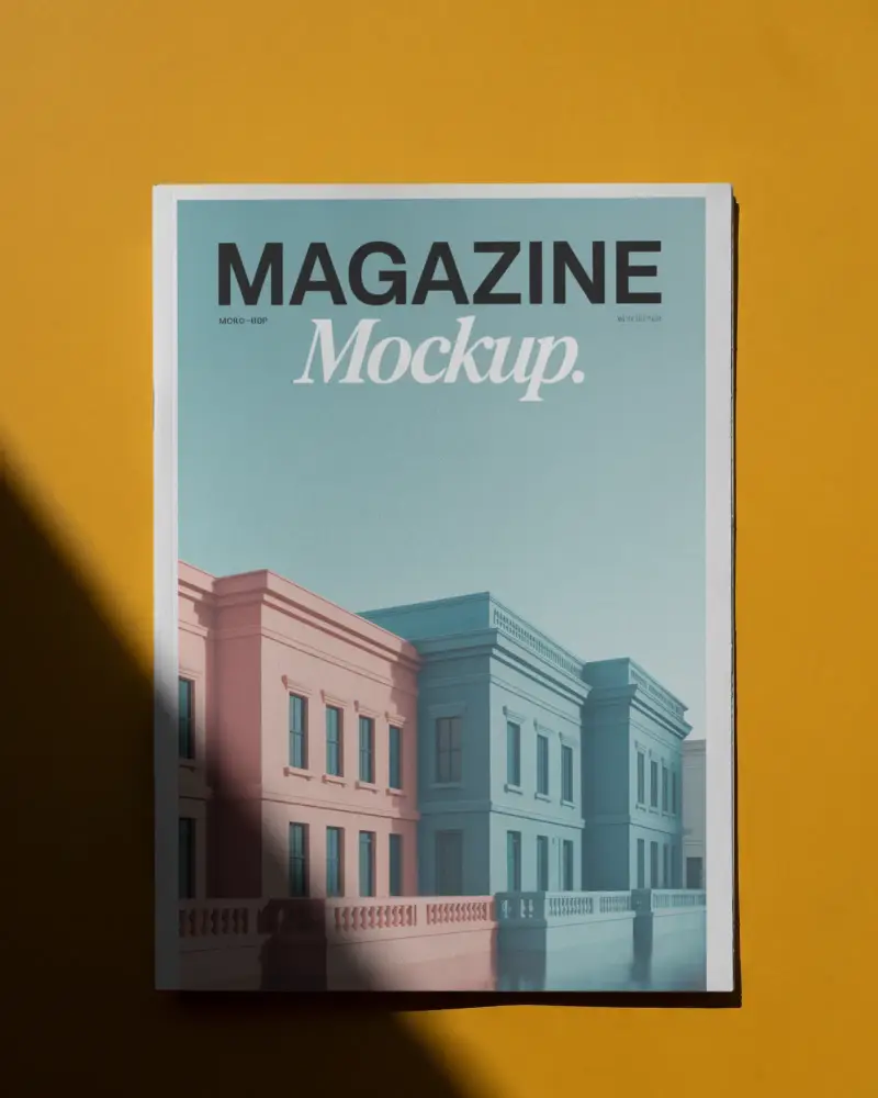 Minimalist Magazine Mockup With Clean Cover And Bold Shadow For Design Presentations
