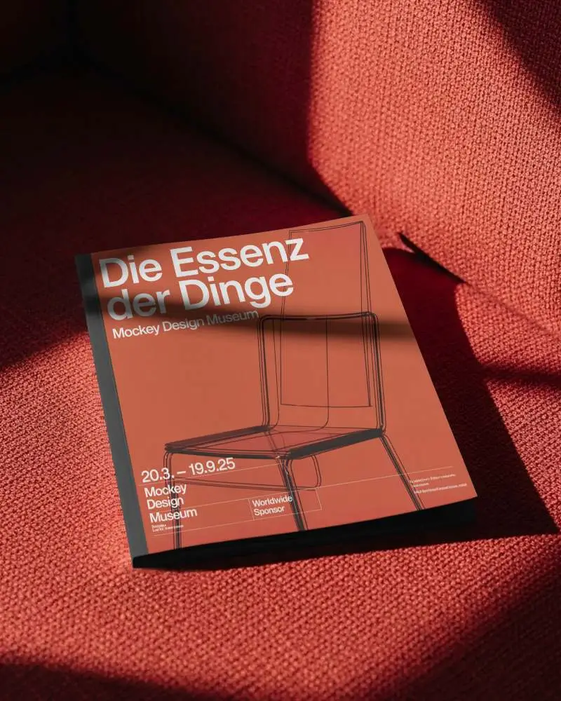 Sleek Magazine Mockup With Harsh Shadow Details On Fabric Background For Portfolio Use