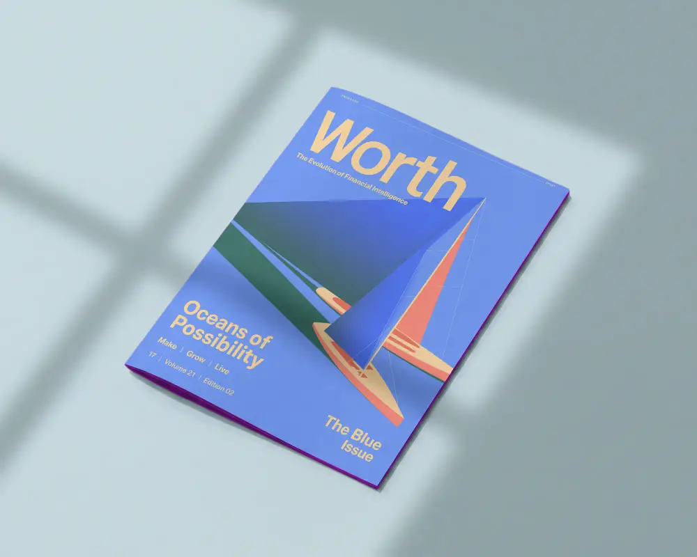 Premium Paperfold Spread Magazine Mockup Laying Flat On Clean Surface With Natural Shadow