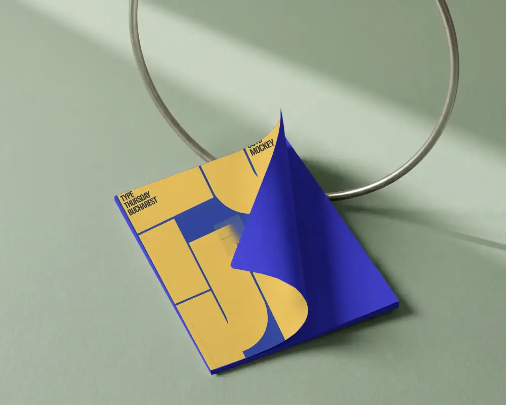 Minimalist Magazine Mockup With Curled Corner And Subtle Background Shadow