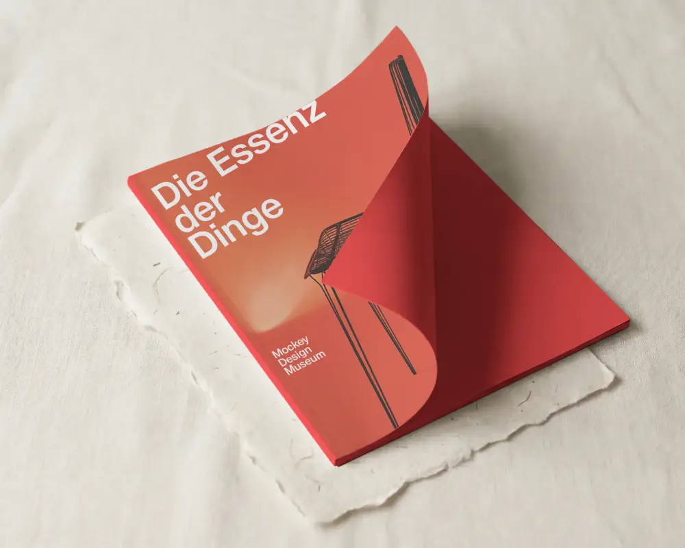 High Quality Blank Magazine Mockup With Curled Corner And Texture Background