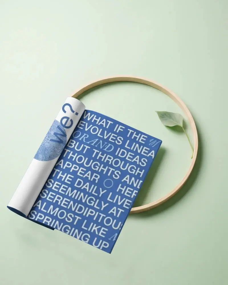 Editable Magazine Mockup Layout With Open Pages And Simple Geometric Background
