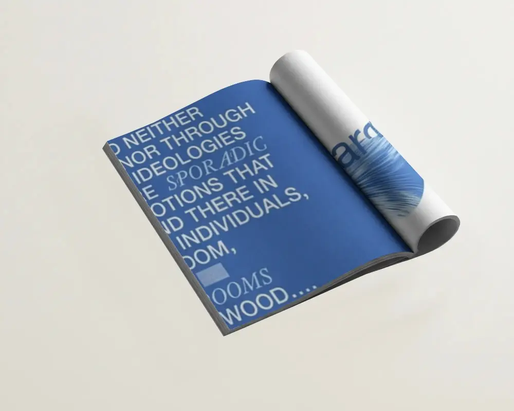 Isolated Floating Magazine Mockup Open To Middle Spread Ideal For Print Advertisement Layouts