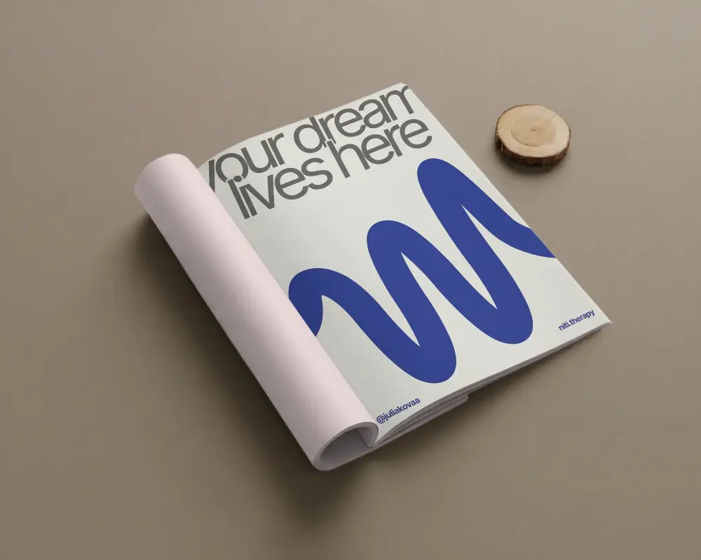 Blank Magazine Mockup With Natural Wood Decor Minimalist Design Layout Presentation