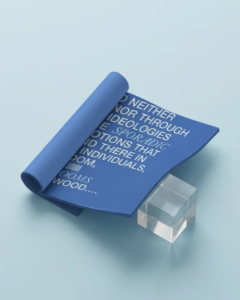 Open Magazine Mockup Floating On Clear Cube For Design Presentation And Brand Showcase