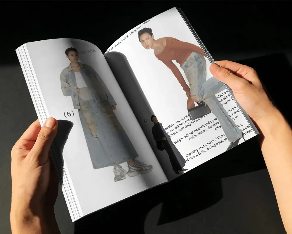 Open Magazine Mockup Hands Holding Clean Pages For Advertisement Or Portfolio Showcase
