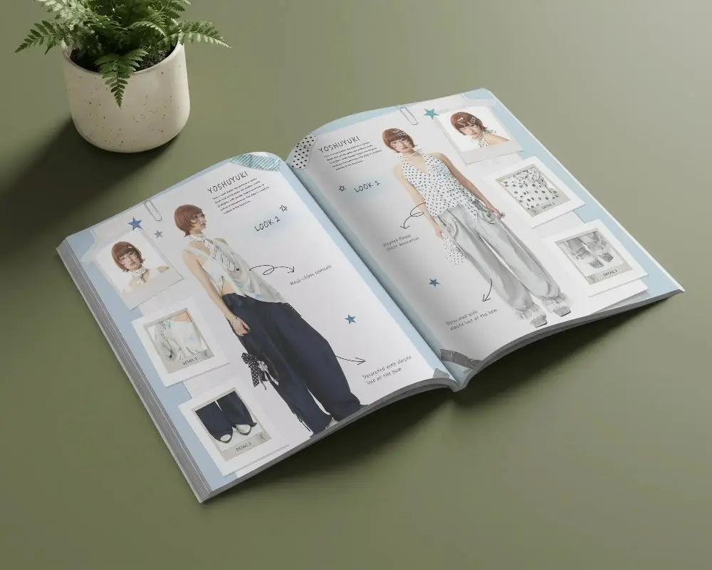 Blank Opened Magazine Mockup On Tabletop For Creative Print Presentation