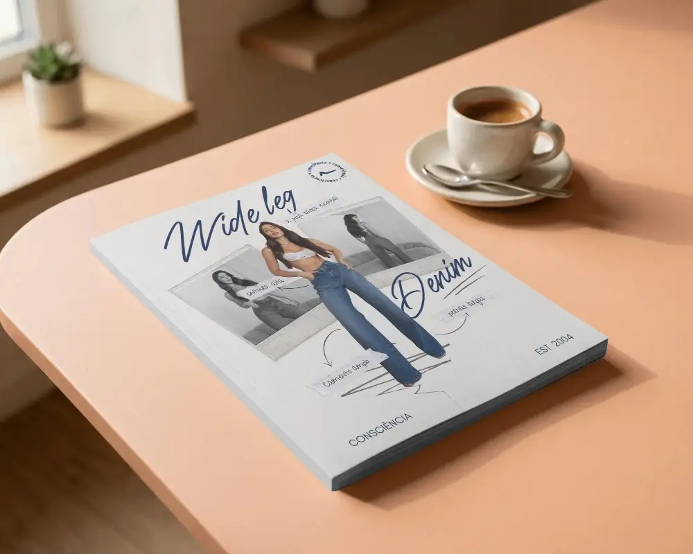 Coffee Cup On Table Next To Blank Magazine Mockup For Design Presentation