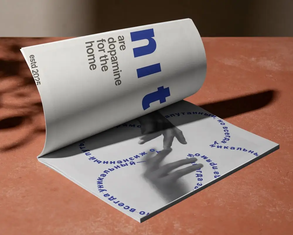 Open Magazine Mockup Showcasing Editable Centered Spread Ready For Design Presentations