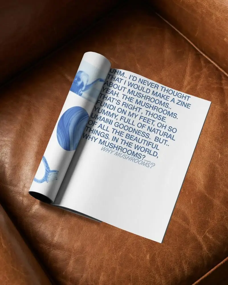 Realistic Open Magazine Mockup With Empty Pages On Textured Leather Couch Background