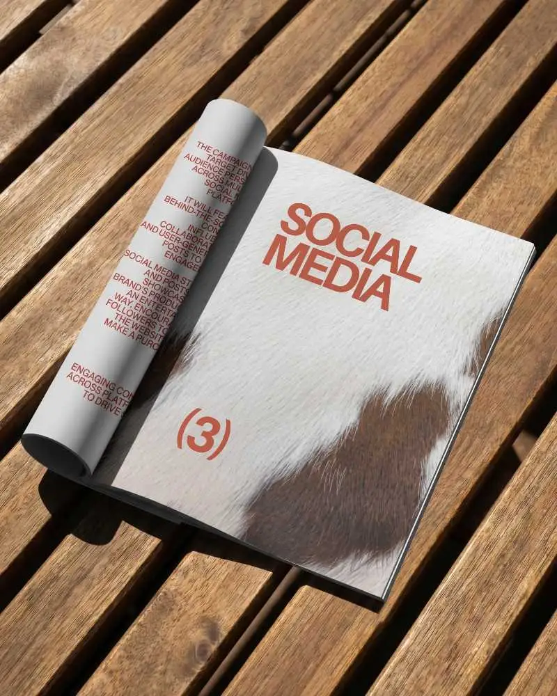 Empty Spread Magazine Mockup On Outdoor Wooden Bench For Creative Presentations