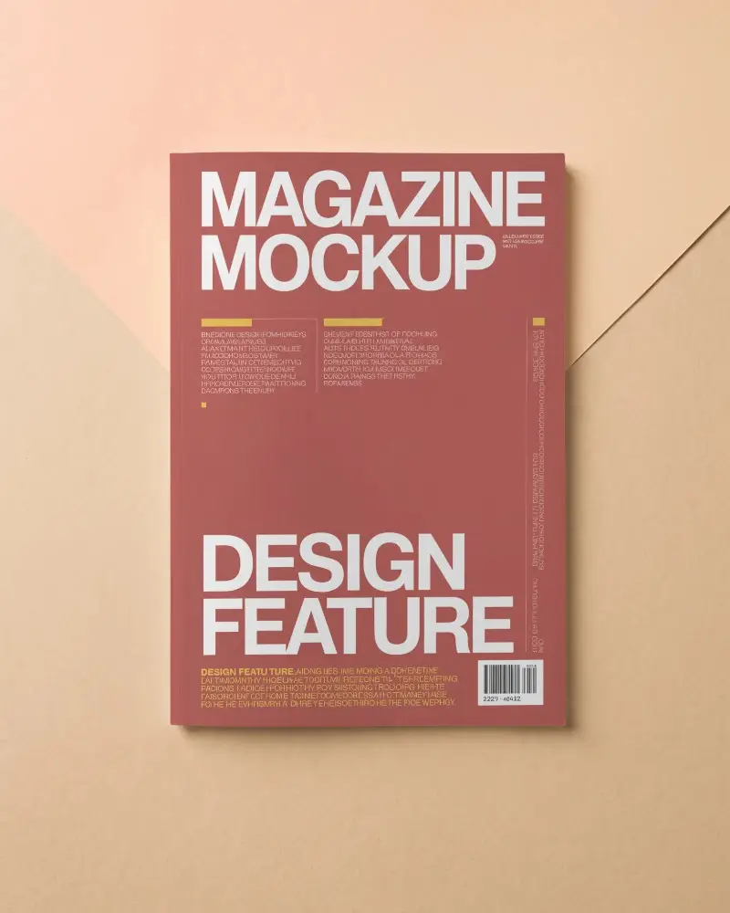 Stylish Softcover Magazine Mockup On Geometric Background For Presentations