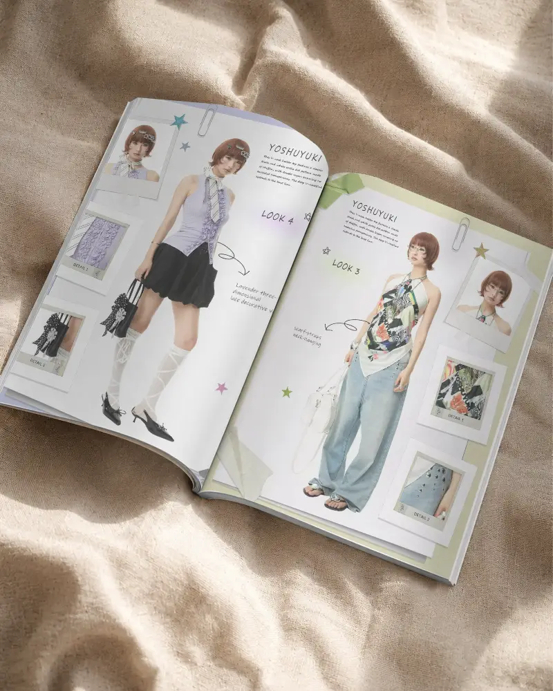 Blank Magazine Mockup Open Lying On Textured Fabric With Natural Light Shadows