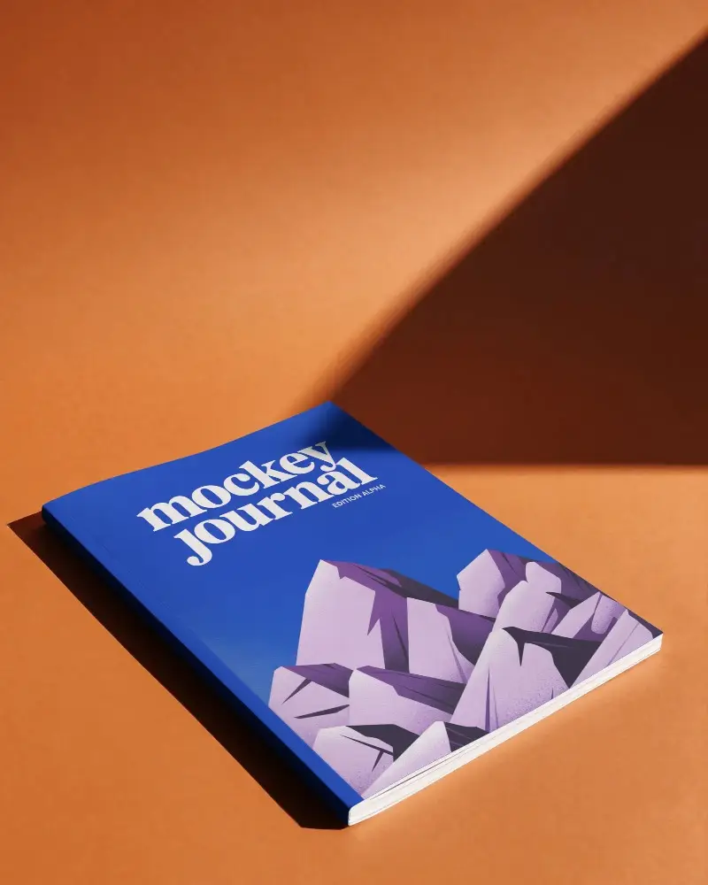 Closed Magazine Mockup On Solid Background With Natural Light Shadow Effect