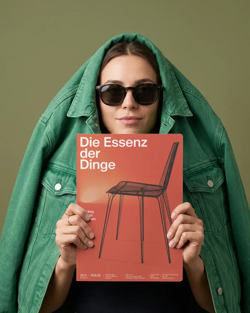Woman Displaying Clean Magazine Cover Mockup For Creative Brand Presentation