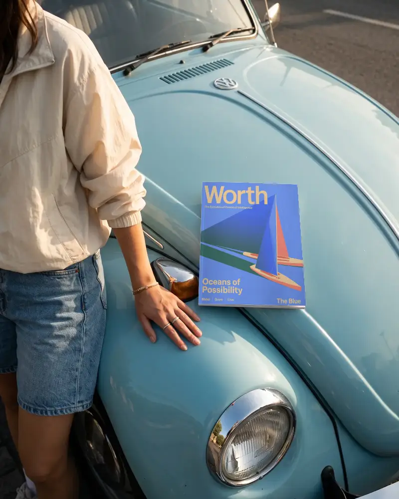 Vintage Car Hood Magazine Mockup Outdoor Lifestyle Hand Placed Design Template