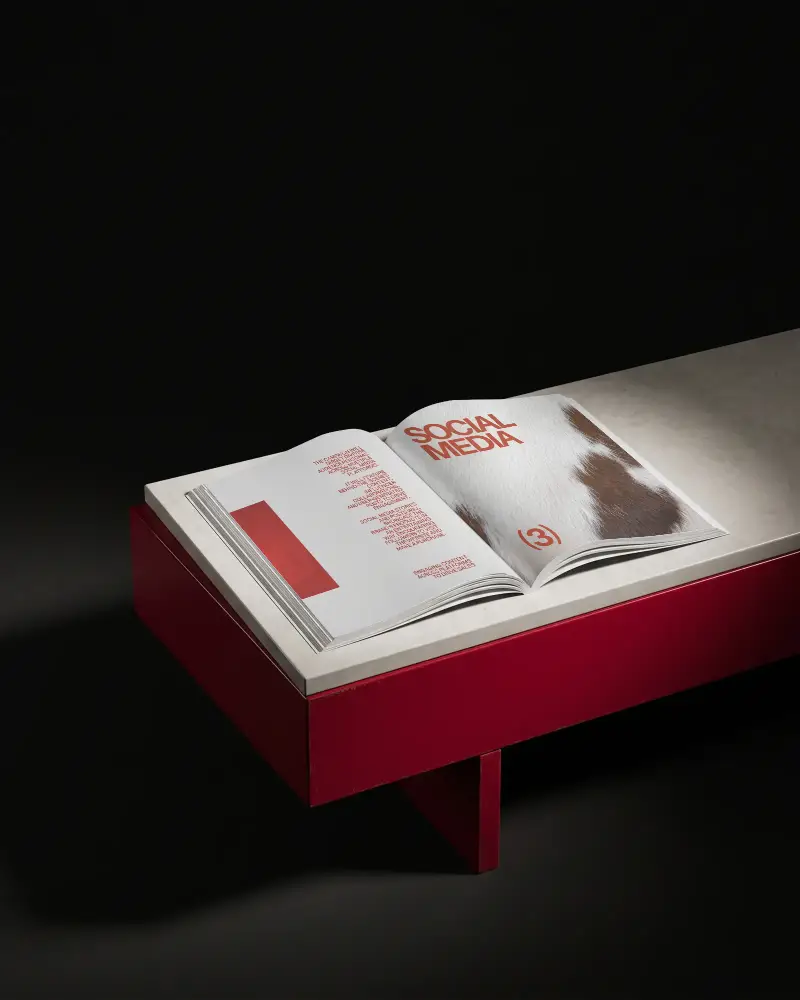 Blank Magazine Mockup Open On Tabletop Showcasing Realistic Page Layout Design