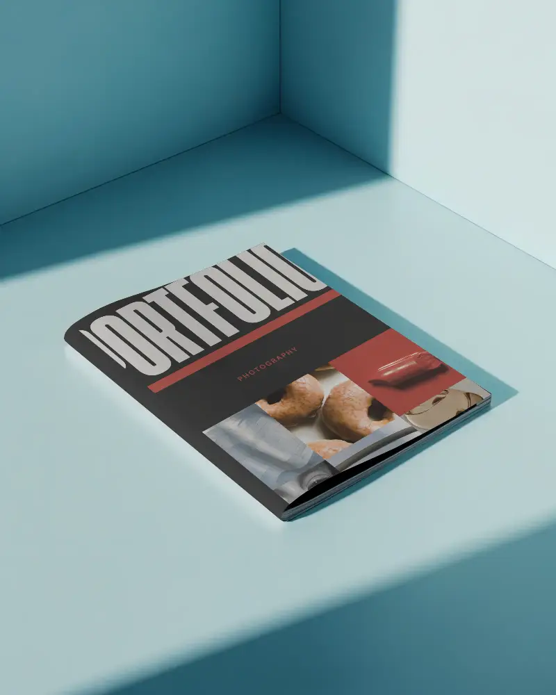 Clean Blue Corner Magazine Mockup Top View Soft Shadow Lighting For Minimalistic Design Presentation Editorial Brand Showcase 0309