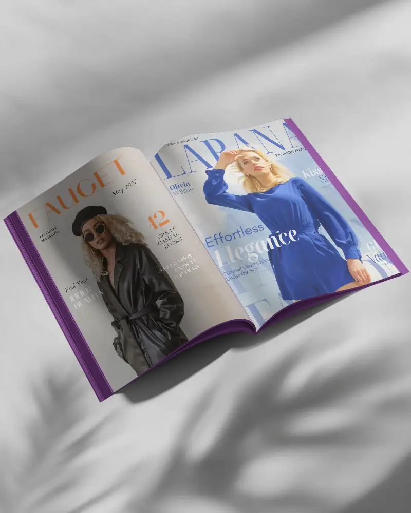 Blank Magazine Mockup Showcasing Dual Page Spread In A Minimalist Setting