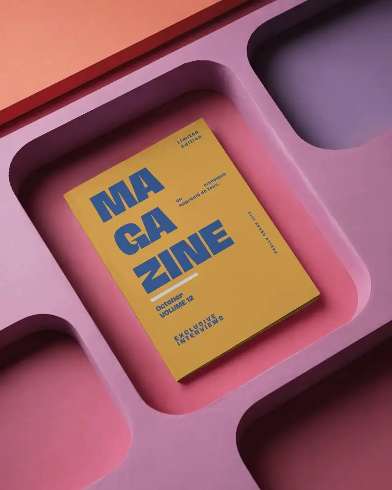 Modern Magazine Mockup With Minimalist Abstract Background For Design Presentation