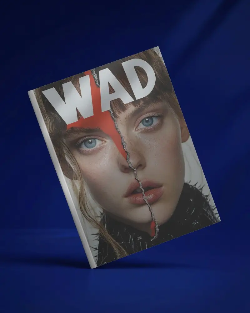 Floating Magazine Mockup Clean Cover On Vibrant Royal Blue Background With Shadows