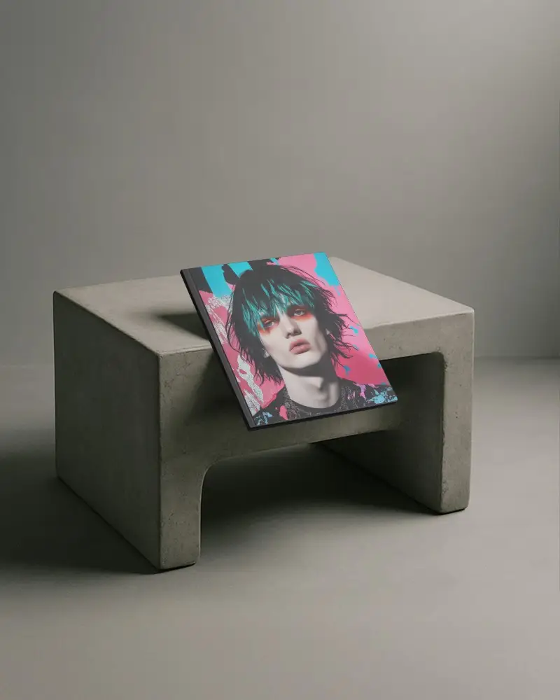 Minimalist Studio Magazine Mockup Soft Shadow On Textured Grey Surface Clean And Professional Layout