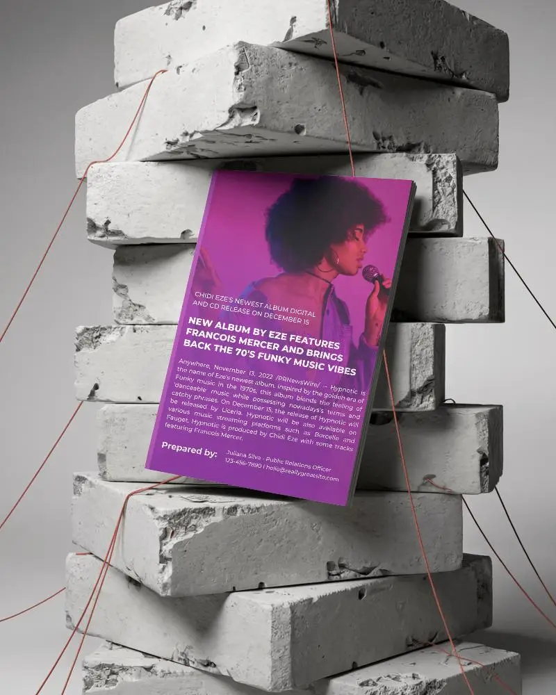 Modern Magazine Mockup On Rough Concrete Bricks With Thread For A Modern Urban Vibe 0170