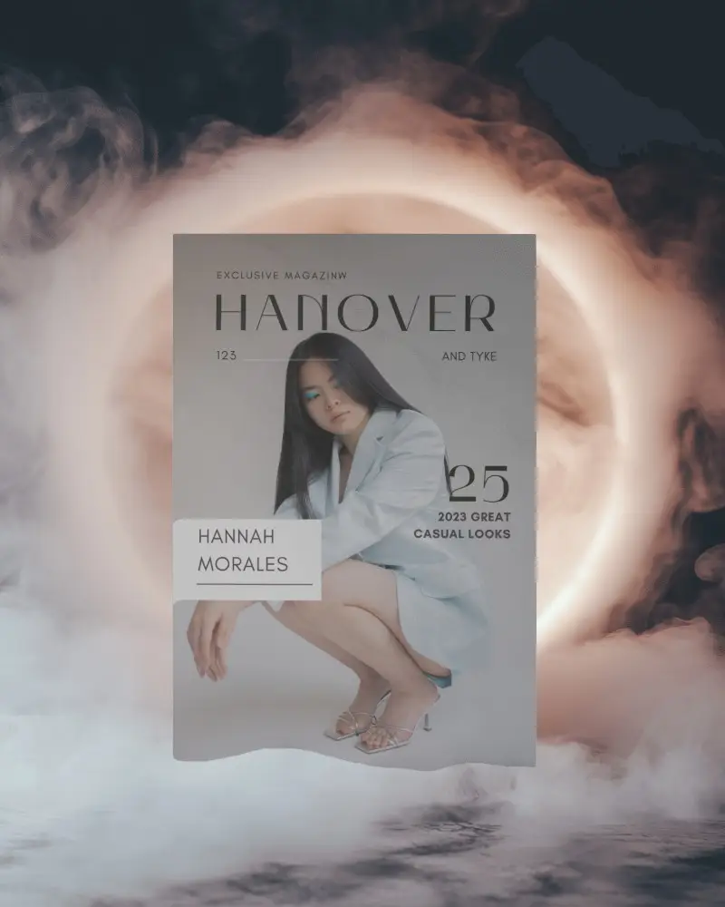 Mystical A4 Magazine Mockup Glowing Ring Backdrop Foggy Atmosphere Dreamy Aesthetic