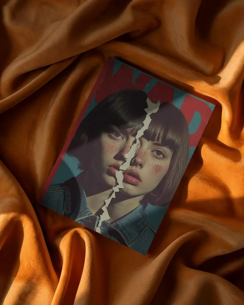 Luxurious Fabric Texture Magazine Mockup Under Warm Light With Shadows 0183